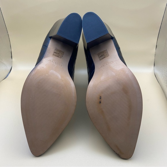 New! Aldo Amodia  Croc Ankle Booties- Block Heel Black- Size 8.5 - Picture 12 of 15